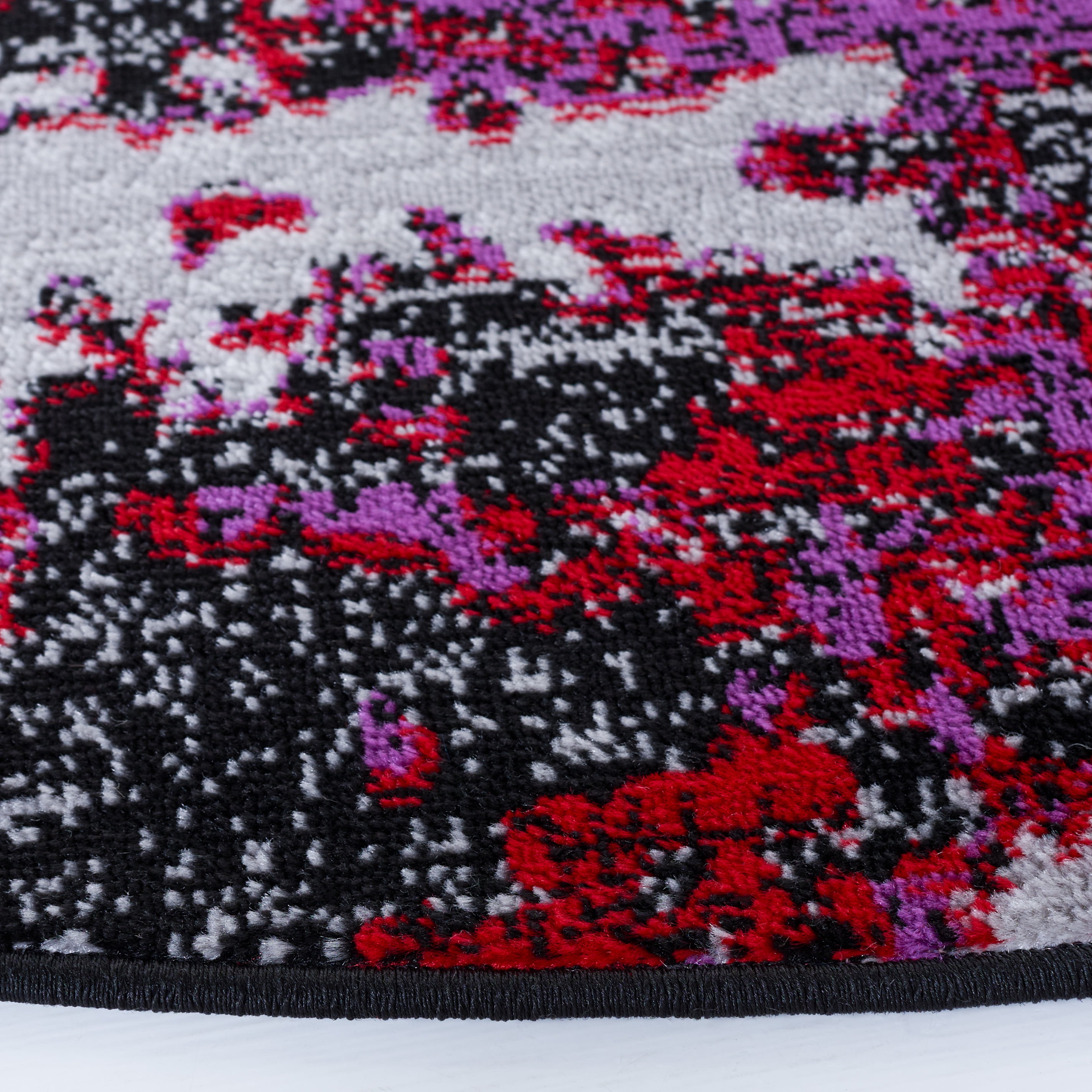 SAFAVIEH Skyler Joisse Distressed Area Rug, Black/Purple, 6'7" x 6'7" Round