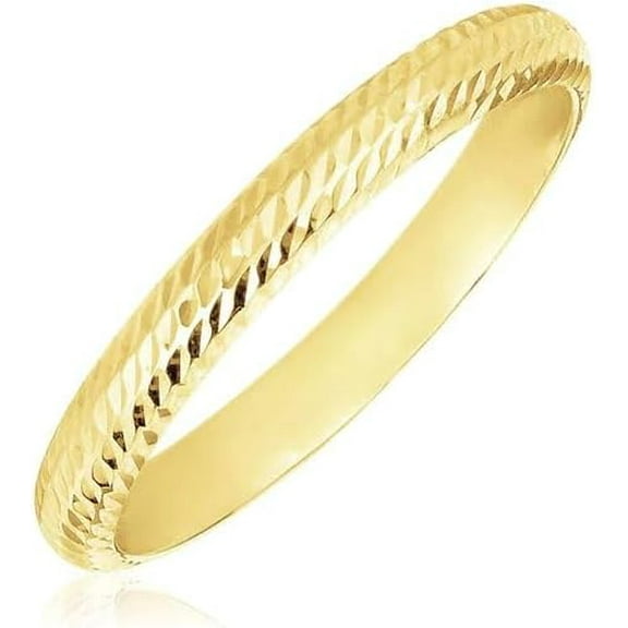 Floreo 14k Yellow Gold 2.5mm Lite Comfort Fit Diamond Cut Wedding Band, Size 8
