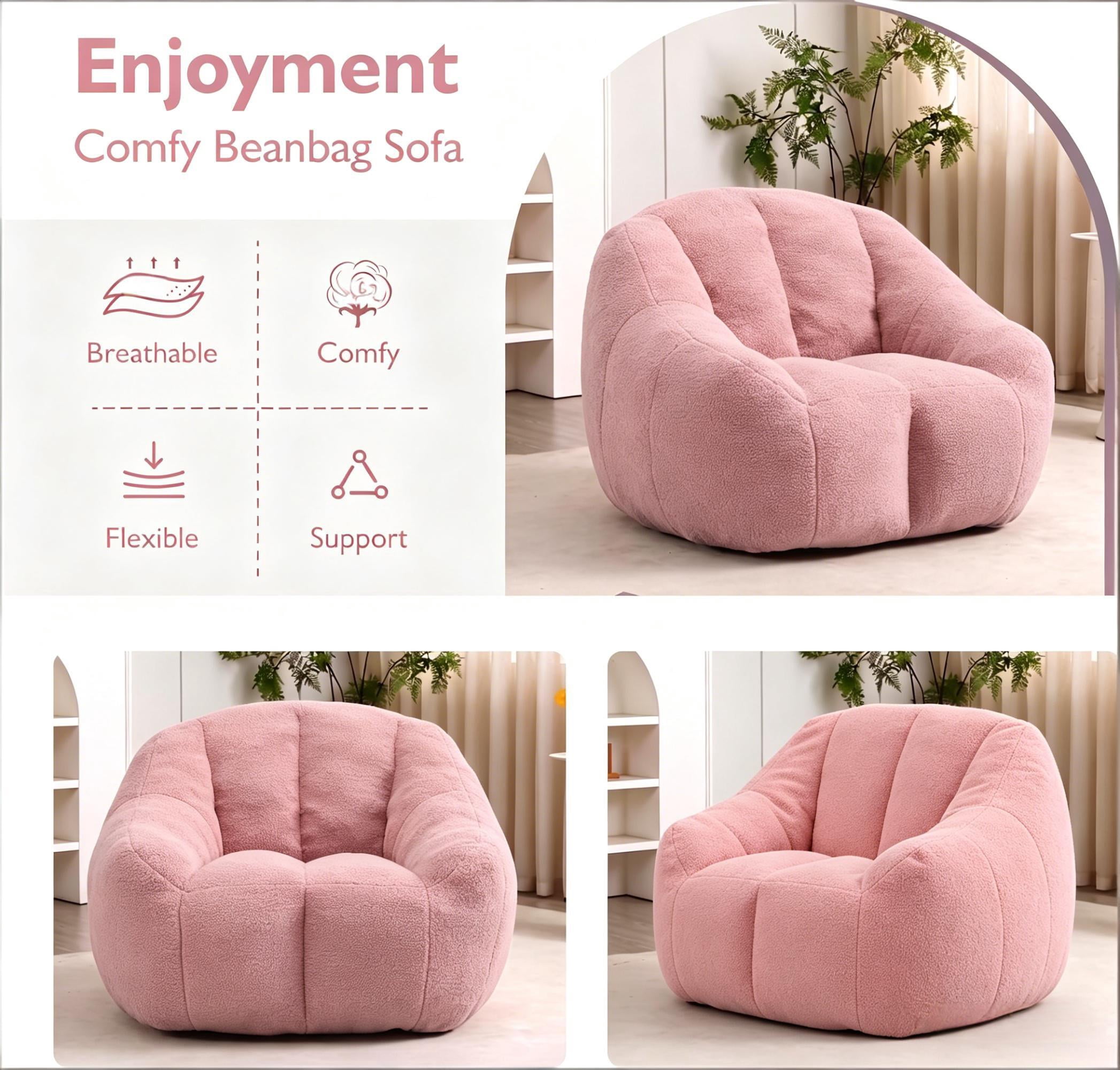 Howcool Bean Bag Chair with Filler, Memory Foam Tufted Fluffy Lazy Sofa for Living Room Dorm Apartment