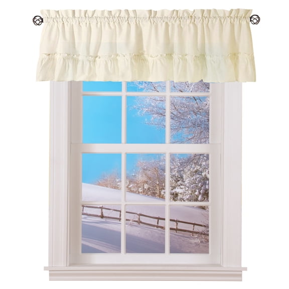 Stacey Ruffled Window Valance with Rod Pocket Top - Classic Home Decor Staple for Any Room
