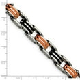 thumbnail image 2 of Stainless Steel Polished Fold-over Black and Orange Rubber Bracelet 8.75 Inch 9mm Wide Link Bracelet for Women, 2 of 2