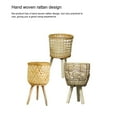 thumbnail image 2 of ziyahi Hand Woven Rattan Flower Pot Wood Stand DIY Storage Basket Handcrafted Rustic Balcony Plant Planters Garden Ornaments Horizontal pattern M, 2 of 9