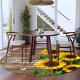 thumbnail image 3 of Round Rugs 6 Ft, Spring Sunflowers Non Slip Area Rugs for Kitchen Bedroom Entryway, Country Farmhouse Brown Wooden Plank Washable Carpet Runner Rug Floor Mats for Bedroom Home Decor, 3 of 8