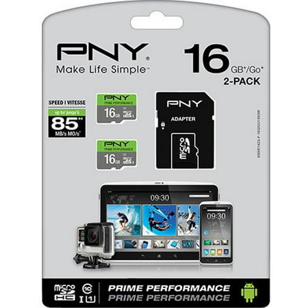 PNY 16GB Prime MicroSD 2pk