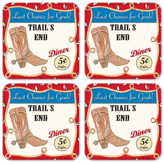 Vinyl Drink Coasters - Set of 4 - Trails End