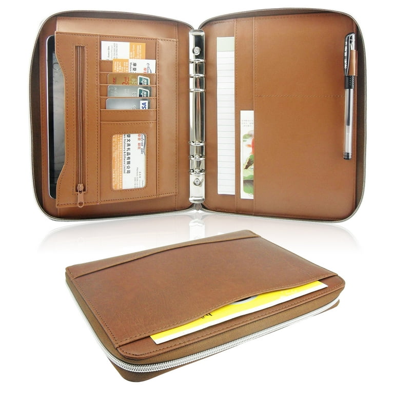 Leather Portfolio Binder for Men, Resume Zippered Padfolio for 12.9  Laptop, Professional Business Orga - AliExpress