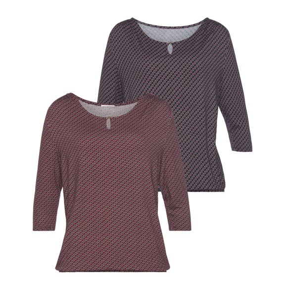 LASCANA Women's 2 Pack Printed Tops Buttons