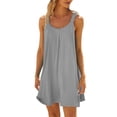 thumbnail image 2 of Sundresses for Women Sleeveless Scoop Neck Loose Fit Flowy Mini Dress Summer Beach Vacation Dress Swimsuit Cover Up, 2 of 6