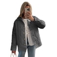 thumbnail image 1 of SUNSIOM Manteau Matelassé à Rayures Col Rabattu Boutons pour Femmes Automne Hiver Manches Longues Veste Matelassée, 1 of 3