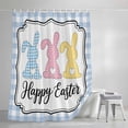 thumbnail image 4 of Happy Easter Standard Shower Curtain Set, Waterproof Shower Curtains for Bathroom, Colorful Rabbits Cartoon Blue Plaid Washable Fabric Bath Curtain for Bathtub Decoration with Hooks 72x72 Inches, 4 of 9