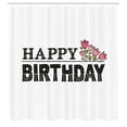 thumbnail image 2 of Ambesonne Birthday Shower Curtain, Celebration Saying Flowers, 69"Wx75"L, Charcoal Grey White, 2 of 4