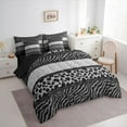 thumbnail image 3 of Homewish Cheetah Zebra Print Bedding Comforter Set 7 Pieces for Teens Female Men,Retro Vintage Aesthetic Full Bedding Set Lightweight,Abstract Geometric Stripes Fitted Sheet Flat Sheet, 3 of 8