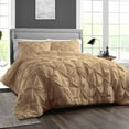thumbnail image 2 of CCNY 100% Microfiber Duvet Cover with 2 Matching Pillowcases Super King PlusPlus Size Pinch Pattern, Zipper Closure, Corner Ties (Taupe), 2 of 7