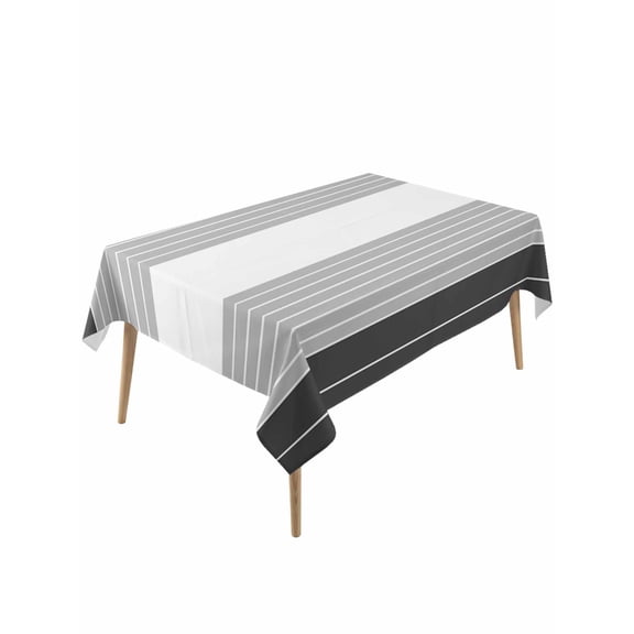 Black Grey Stripe Table Cloth, Waterproof Tablecloth for Rectangle Tables, Modern Art Horizontal Striped Reusable Washable Fabric Table Cover for Restaurant Kitchen Dining Tables 60"x120"