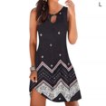 thumbnail image 1 of Robe Bohème Femme Vêtements de Plage Robe Sans Manches Mini, Noir, Robe Femme Été à Rayures, 4TG, 1 of 5