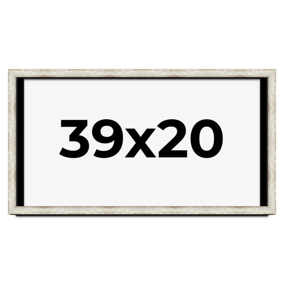 39x20 Shadow Box Frame Silver | 1.625 Inches Deep Real Wood Contemporary Shadowbox Display Frame |