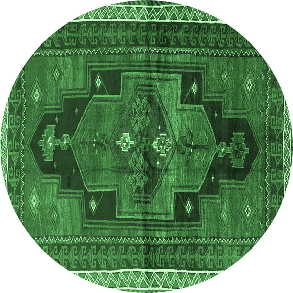 Ahgly Company Indoor Round Persian Emerald Green Traditional Area Rugs, 4' Round
