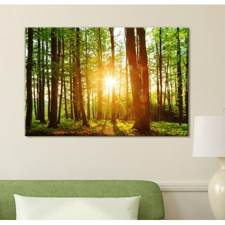 wall26 - Canvas Prints Wall Art - Sunrise Peeking Through a Green Rainforest | Modern Wall Decor/Home Decoration Stretched Gallery Canvas Wrap Giclee Print. Ready to Hang - 12