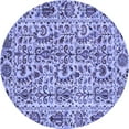 thumbnail image 1 of Ahgly Company Machine Washable Indoor Round Abstract Blue Modern Area Rugs, 4' Round, 1 of 4