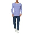 thumbnail image 2 of INSPIRE CHIC T-Shirt pour Homme à Rayures Col Rond Manches Longues Chandail Haut 42 Rayure Bleue, 2 of 7