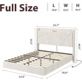 thumbnail image 3 of Memoryfield Floating Full Size Bed Frame with LED Lights & Charging Station, Upholstered Platform Beds with Storage Headboard, No Box Spring Needed, Beige, 3 of 8