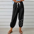 thumbnail image 2 of VEKDONE Pantalon Long en Coton et Lin pour Femmes Imprimé Noir m, 2 of 6
