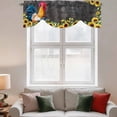 thumbnail image 2 of Farmhouse Rooster Tie Up Valance Curtains for Windows, Kitchen Curtains Window Treatments, Black Retro Botanical Sunflower Floral Short Window Shades Valances for Bedroom Bathroom Cafe 54"x18", 2 of 8