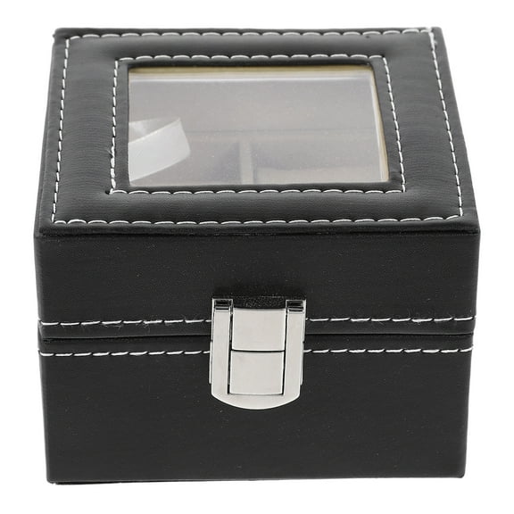 Raindrops High-End Watch Box PU Leather Storage Wrist Watch Case Exquisite Jewelry Display Organizer Simple Classic and Space-Saving Box (Black)