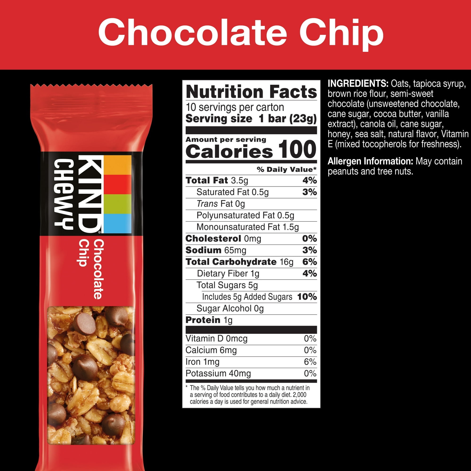 3 Pack Of KIND Chewy Granola Bars, Chocolate Chip, Gluten Free, 8.1 oz, 10 Count, With Marshmellow By Value Nest