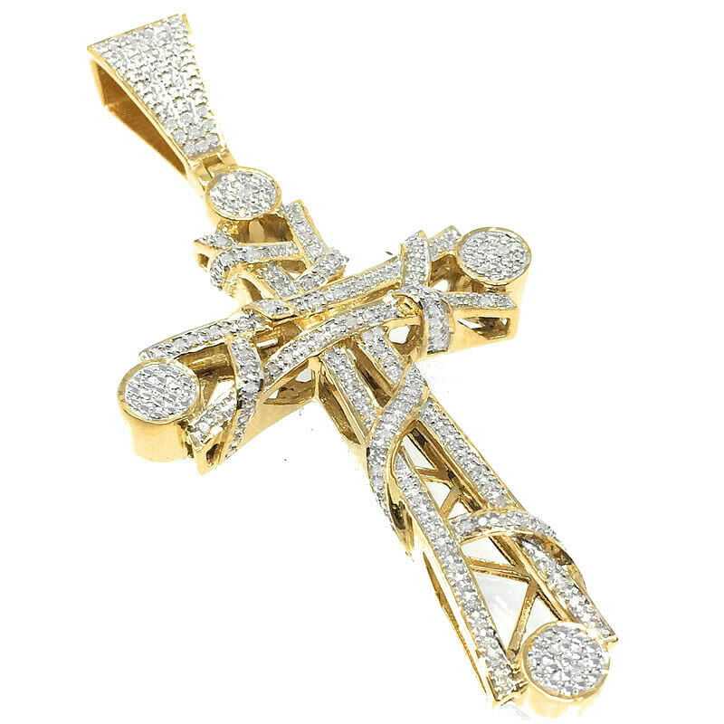 King Crown Jewelers - Unisex Real Genuine Diamonds Holy Jesus Cross ...