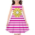 thumbnail image 2 of Cethrio Big Girls Casual Dresses, Stripe Sleeveless Crew Neck Summer Clothes Hot Pink Size 7-8 T, 2 of 3