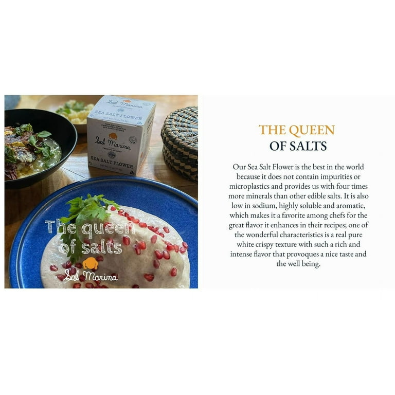 SAL MARINA | Flor de sal marina sin refinar de 11 onzas | Sal kosher 100%  natural – Vegana sin gluten orgánica sal de mesa condimentos alimentos