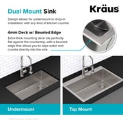حوض مطبخ KRAUS Standart PRO 33 Drop In / Undermount 16 Gauge Double Bowl 2-Hole من الفولاذ المقاوم للصدأ