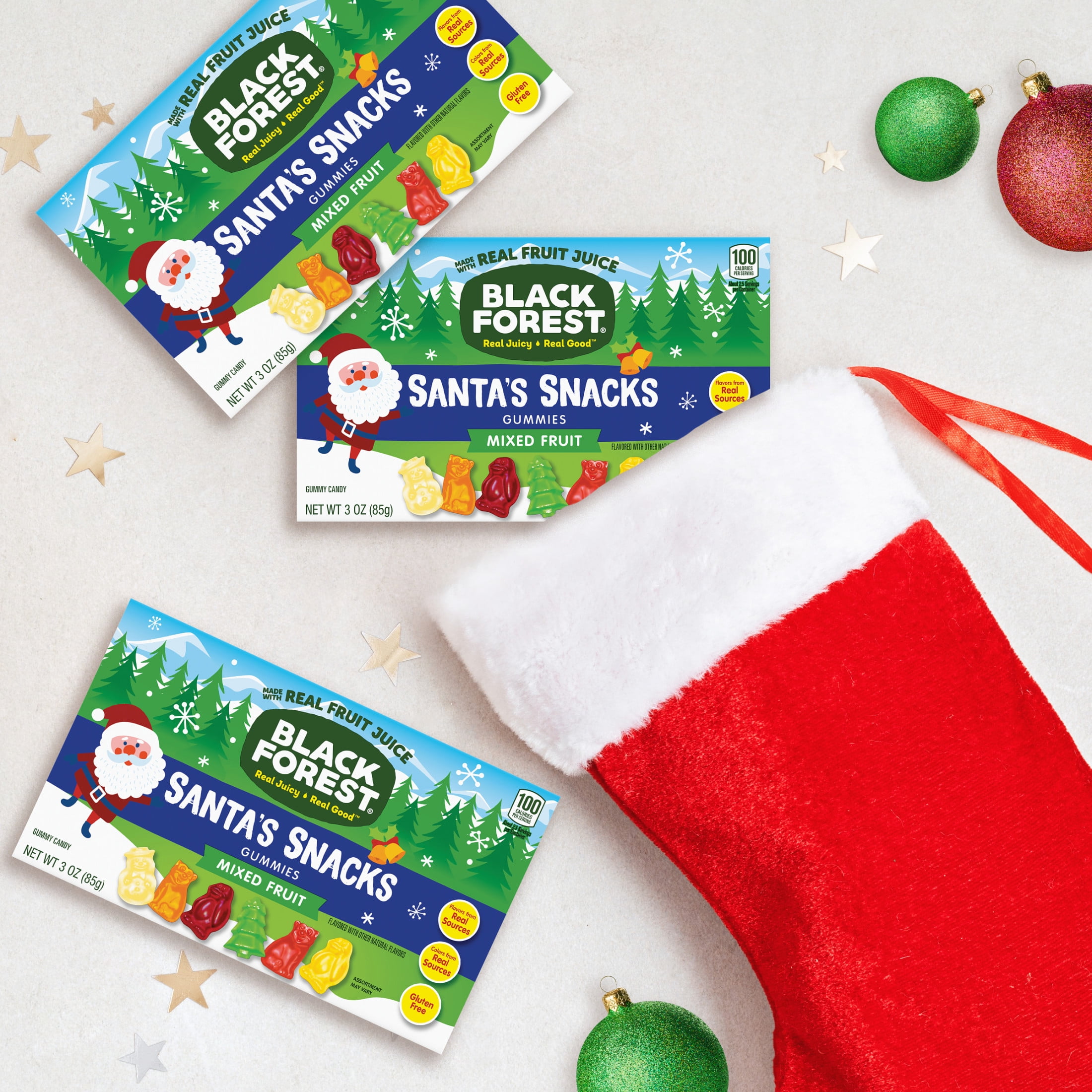 Black Forest Santa's Snacks Fruit Flavored Snacks, Mixed Fruit Flavored Gummies, 3 oz Pouch
