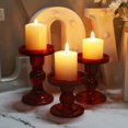 thumbnail image 4 of Juego de candelabros BTGLLAS de cristal rojo de 6 piezas con portavelas, 4 of 7