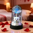 thumbnail image 4 of Kumdkd LED Rose Bear Night Light, Blue Preserved Flower and Bear with Bow in Glass Dome, Valentine's Day Gift Ornament, Romantic Decoration with Soft Glow, 6.1x3.35in, 4 of 6