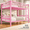 Pink, variant on Honfach Twin Over Full Metal Bunk Bed, Heavy Duty Frame with Ladder & Full Guardrail, Noise-Free, Large Underbed Storage, No Box Spring Needed,Black