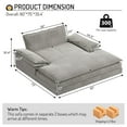thumbnail image 4 of 80" Double Chaise Lounge Chair Indoor, Oversized Chenille Upholstered Sofa Bed, Deep Seat Sleeper Loveseat Reading Chairs for Living Room, Gray, 4 of 9