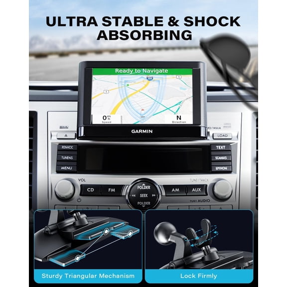 UYGDUY-GPS Mount CD Slot GPS Holder 17mm Ball Mounting Base Compatible with Garmin Nuvi Serie 3.5-7 inches Sat Nav