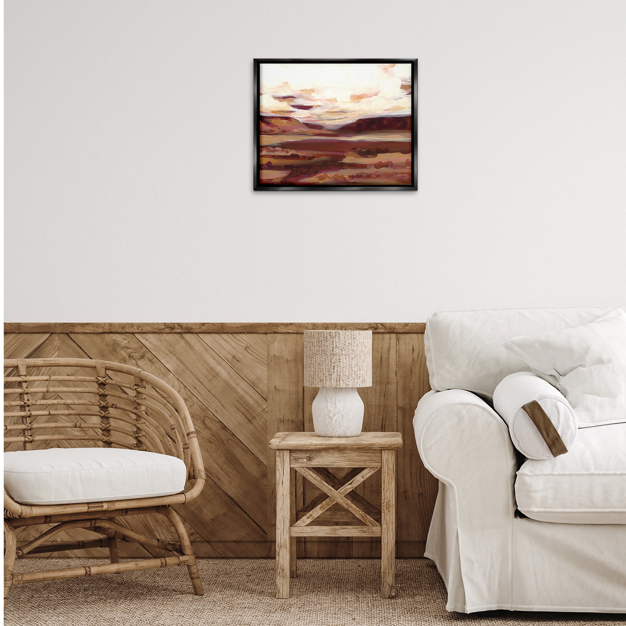 Stupell Industries Canyon Mesa Landscape Landscape Painting Black Floater Framed Art Print Wall Art, 21 x 17