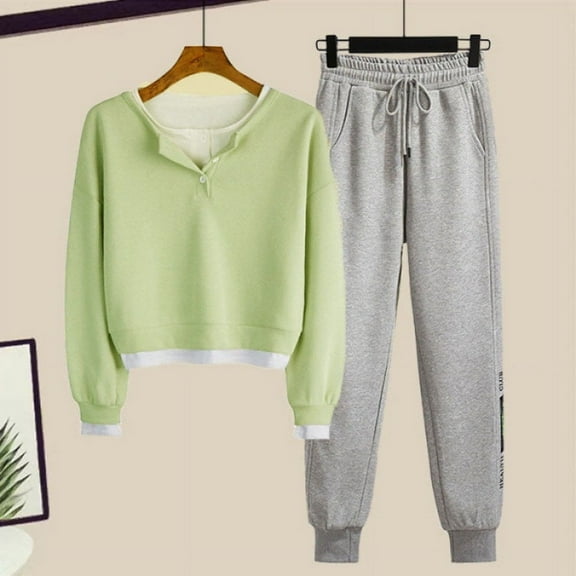 Womens Lounge Set Holiday Usmixi Womens 2 Piece Outfits Button up Long Sleeve Sweatshirt and Elastic Waist Drawstring Jogger Sweatpant Sweatsuit Sets with Pocket Tracksuit Set Up to 65% off