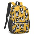 thumbnail image 2 of Boston Terrier Orange Pattern 17" School Backpacks for Teens,Waterproof Oxford Fabric,S-Shape Padded Straps for School,Travel,Hiking,Camping, 2 of 6