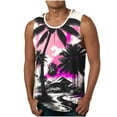 thumbnail image 2 of Penkiiy Beach Tank Top for Men Sunset Coconut Print Summer T Shirt Casual Crewneck Vest Sleeveless Stylish Tank Tops Blouse S Pink, 2 of 5