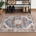 thumbnail image 3 of Boho Vintage Round Rug ft- Faux Wool Dreely Washable Area Rug Small Distressed Throw Rugs Floor Carpet for Door Mat Entryway Bedrooms Laundry (Round - ; Diameter Border ), 3 of 7