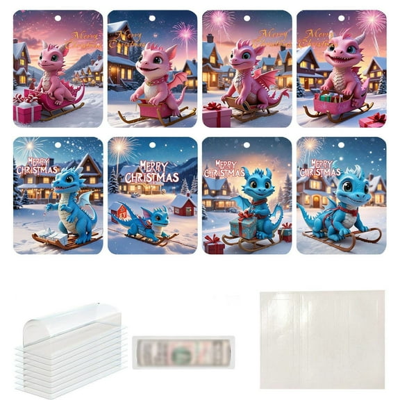 TanSiDing 8pcs Christmas Gift Card Money Holders Ornament - Cute Wooden Card Holder for Holiday Decor, Party Favors, and Home Decoration Gifts