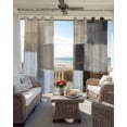 thumbnail image 4 of Modern Brown Beige Blackout Curtains 63 Inches Long, Grey White Color Blocks Thermal Insulated Black Out Curtains, Darkening Window Curtain Drapes for Bedroom Living Room 52"x63" 2 Panels, 4 of 8