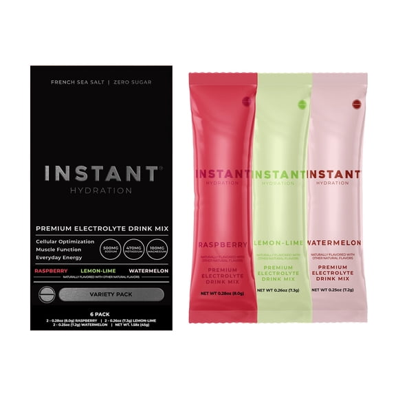 Instant Hydration Sugar Free Electrolyte Powder Variety Pack, 6 Sticks