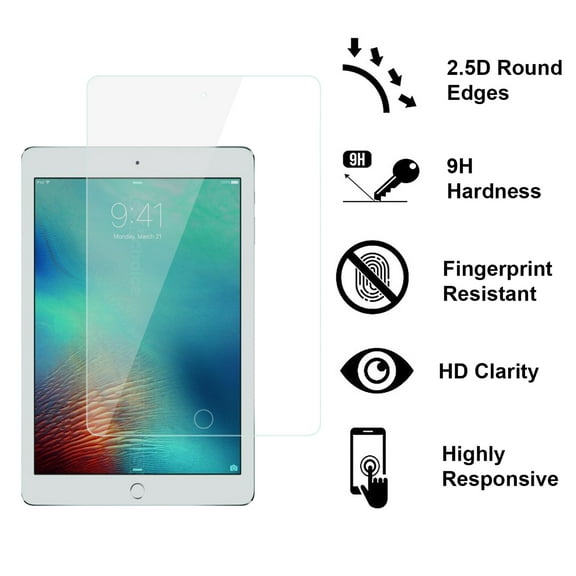 For Apple New iPad 9.7 inch Tablet Tempered Glass Screen Protector HD Clear, Case Friendly, AB Glue, 0.33mm Thick Cover ,Xpm Screen Protector [ Clear ]
