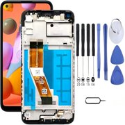Samsung Galaxy A11 Screen Replacement with Frame, 6.4 Inch PLS TFT LCD Touch Digitizer, Complete Disassembly Repair Tool Kit for SM-A115U SM-A115A SM-A11