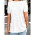thumbnail image 6 of Short Sleeve V-neck Women Button Henley Blouse Tops Summer Pleated Casual Blouse Shirt, 6 of 7